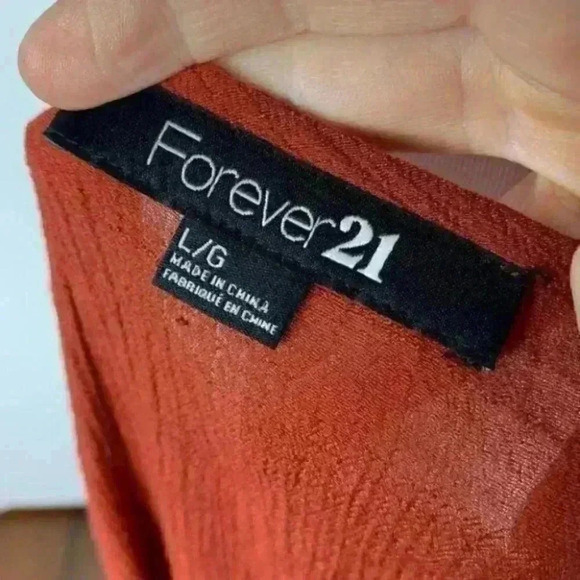 Forever 21 top sz L burnt orange lightweight boho - Picture 7 of 8